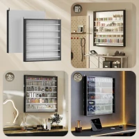 HOMCOM 7-Tier Display Cabinet, Shot Glass Display Case, Glass Curio Cabinet with Glass Doors, Black and White(m-7)