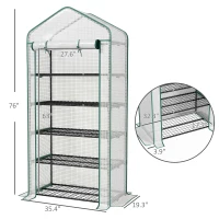 Outsunny 5 Tier Mini Greenhouse, Small Portable Greenhouse with PE Cover, Roll-Up Zippered Door, 76" x 35.4" x 19.3", White(m-3)
