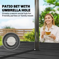 Outsunny Outdoor Dining Set for 4, Faux Wood Metal Patio Table and Stackable Chairs with Plastic Rattan Effect Seat, Black(m-4)