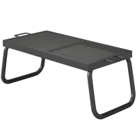 Outsunny Folding Campfire Grill, Heavy Duty Steel Mesh Grate, Portable Camping Grate with Carry Bag, Black(m-2)