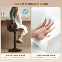 HOMCOM Bar Stools Set of 2, Swivel Counter Height Barstools with Back, Adjustable Height, Black(m-5)