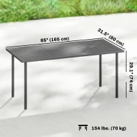 Outsunny 65" x 31.5" Outdoor Dining Table for 6, Metal Rectangular Patio Dining Table with Metal Slatted Top(m-3)