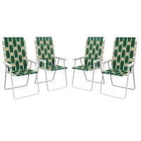 Outsunny Set of 4 Folding Patio Chairs, Portable Chair Set with Armrests for Camping, Garden, Pool, Beach, Green(m-2)