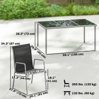 Outsunny 7 Piece Garden Dining Set, Garden Furniture Set with Rectangle Table and 6 Stackable Chairs(m-3)