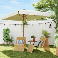 Outsunny Patio Umbrella 118.1" x 78.7" Outdoor Parasol UV50+ Protection in Beige(m-1)