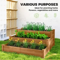 Outsunny 3-Tier Garden Bed Planter Box for Backyard, Patio, 49"x49"x22", Brown(m-6)