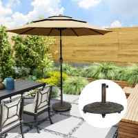 Outsunny Round Patio Umbrella Base with Wheels, 44 lbs Resin Umbrella Stand Base, 1.3"/1.5"/1.9" Umbrella Poles Bronze(m-1)