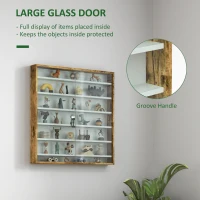 HOMCOM 7-Tier Display Cabinet, Shot Glass Display Case, Glass Curio Cabinet with 2 Glass Doors and 6 Adjustable Shelves, Rustic Brown(m-5)