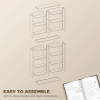 HOMCOM 9-Tier DVD Shelf with 18 Compartments and 14 Adjustable Shelves, Holds 640 CDs, 360 DVDs or 430 Blu-rays, Natural Wood(m-7)