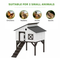 PawHut Chicken Coop Hen House with Nesting Box, Elevated Rabbit Hutch with Ramp, Asphalt Openable Roof and Elevated Legs(m-9)