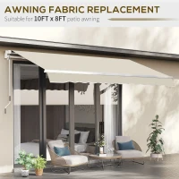 Outsunny 9' x 8' Outdoor Sunshade Canopy Awning Cover, Retractable Awning Fabric Replacement, UV Protection, Beige(m-6)