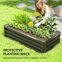 Outsunny Galvanized Raised Garden Bed, 4' x 2' x 1' Metal Planter Box, for Growing Vegetables, Flowers, Herbs, Succulents, Gray(m-6)