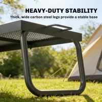 Outsunny Folding Campfire Grill, Heavy Duty Steel Mesh Grate, Portable Camping Grate with Carry Bag, Black(m-6)