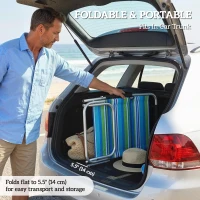 Outsunny Beach Chair Set of 2, Folding Backpack Beach Chairs, Outdoor Lounge Chair with Hidden Pocket for Patio, Pool(m-5)