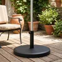 Outsunny 29 lbs Cement Patio Umbrella Base, 19" Heavy Duty Parasol Stand Market Umbrella Base Holder(m-8)