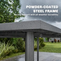 Outsunny 65" x 31.5" Outdoor Dining Table for 6, Metal Rectangular Patio Dining Table with Metal Slatted Top(m-6)