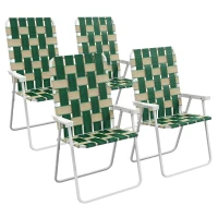 Outsunny Set of 4 Folding Patio Chairs, Portable Chair Set with Armrests for Camping, Garden, Pool, Beach, Green(m-11)