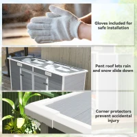 Outsunny 8' x 4' Plastic Outdoor Storage Shed with Floor, Window, Lockable Doors and Vents for Backyard Patio Lawn, Gray(m-9)