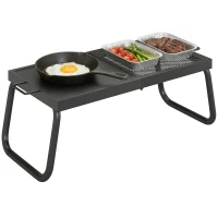 Outsunny Folding Campfire Grill, Heavy Duty Steel Mesh Grate, Portable Camping Grate with Carry Bag, Black(m-11)