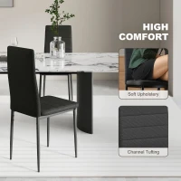 HOMCOM High Back Dining Chairs, Modern Upholstered Linen Fabric Accent Chairs with Metal Legs for Kitchen, Set of 6, Black(m-5)