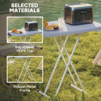 Outsunny Portable Patio Side Table, Height Adjustable Outdoor Side Table, Folding Balcony Table with Metal Frame, Dark Grey(m-6)