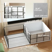 PawHut 7 Panel Dog Whelping Box Convertible DIY Pet Playpen with Washable Pee Pads, 600D Oxford Fabric, 96" x 48" x 24"(m-3)