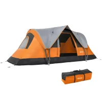 Outsunny 5-6 Person Family Tent, Outdoor Camping Tent with Lighting Hook, Carrying Bag for Camping, Hiking and Travelling Orange(m-11)