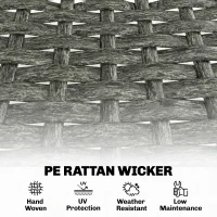 Outsunny 3 Piece Wicker Patio Furniture Set, Outdoor Bistro Set with Steel Table, Rattan Outdoor Conversation Furniture, Grey(m-6)