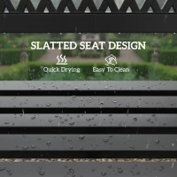 Outsunny Outdoor Bench with Floral Backrest 2 Seater Garden Bench with Armrests for Yard Park Balcony Black(m-7)