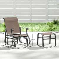 Outsunny Outdoor Glider with Ottoman, Patio Glider Chair Set with High Back, Wide Seat for Porch, Garden, Backyard, Brown(m-3)