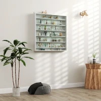 HOMCOM 7-Tier Display Cabinet, Shot Glass Display Case, Glass Curio Cabinet with 2 Glass Doors and 6 Adjustable Shelves, White(m-1)