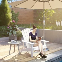 Outsunny Wood Adirondack Chair, Outdoor Patio Muskoka Chair with Slatted Design for Deck, Garden, Backyard, Fire Pit, White(m-9)