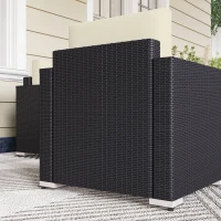 Outsunny Outdoor Furniture with Table, Wicker Furniture with Loveseat and 2 Chair for Garden, Poolside, Cream(m-10)