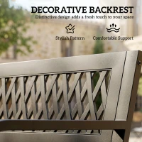 Outsunny Outdoor Bench with Floral Backrest 2 Seater Garden Bench with Armrests for Yard Park Balcony Black(m-6)