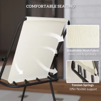 Outsunny 6 Pieces Patio Dining Set with Umbrella, Patio Furniture Set with Folding Chairs, Glass Table for Garden Backyard, Cream White(m-6)