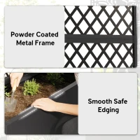 Outsunny Metal Planter Box with Trellis, Raised Garden Bed with Trellis, Diamond Lattice Privacy Planter for Climbing Plants(m-6)