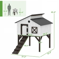 PawHut Chicken Coop Hen House with Nesting Box, Elevated Rabbit Hutch with Ramp, Asphalt Openable Roof and Elevated Legs(m-3)