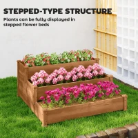 Outsunny 3-Tier Garden Bed Planter Box for Backyard, Patio, 49"x49"x22", Brown(m-4)
