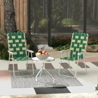 Outsunny Set of 2 Folding Patio Chairs, Portable Chair Set with Armrests for Camping, Garden, Pool, Beach, Backyard, Green(m-1)