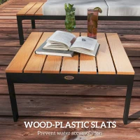 Outsunny 4 Piece L Shaped Garden Furniture Set, 4 Seater Outdoor Corner Garden Set, 2 Loveseats, 2 Coffee Tables, Teak(m-7)