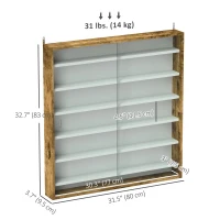 HOMCOM 7-Tier Display Cabinet, Shot Glass Display Case, Glass Curio Cabinet with 2 Glass Doors and 6 Adjustable Shelves, Rustic Brown(m-3)