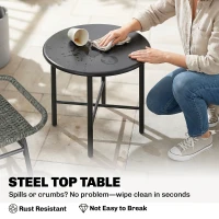 Outsunny 3 Piece Wicker Patio Furniture Set, Outdoor Bistro Set with Steel Table, Rattan Outdoor Conversation Furniture, Grey(m-7)