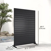 Outsunny Outdoor Privacy Screen, 47.2" x 68.5" HDPE Decorative Screen Panel with Stand, Freestanding Privacy Panel, Black(m-3)