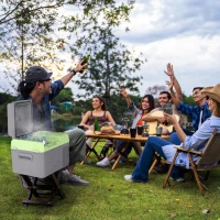 Outsunny 12 Volt Car Refrigerator, 12QT Car Fridge Electric Cooler, 12/24V DC and 110-240V AC, -68℉~68℉, Portable Refrigerator(m-8)