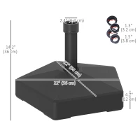 Outsunny Patio Umbrella Base Holder, Heavy Duty Outdoor Umbrella Stand Base, Poolside, Black(m-3)