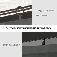 Outsunny Gazebo Curtains, 10' x 13' Universal Replacement Privacy Curtain, 4-Panels Sidewall with Hooks/C-Rings, Grey(m-6)