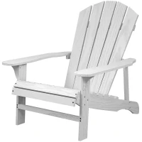 Outsunny Wood Adirondack Chair, Outdoor Patio Muskoka Chair with Slatted Design for Deck, Garden, Backyard, Fire Pit, White(m-2)
