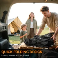 Outsunny 80L Folding Wagon Cart with Wheels, Heavy-Duty Collapsible Wagon with Removable Canopy, Adjustable Handle, Black(m-4)