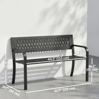 Outsunny Outdoor Bench with Floral Backrest 2 Seater Garden Bench with Armrests for Yard Park Balcony Black(m-3)