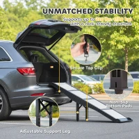 PawHut Foldable Dog Car Ramp with Support Leg, Non-Slip TPR Surface, 69" x 15.7", for Small to Large Dogs Up to 220LBS(m-5)